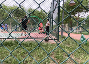 Zielony tymczasowy płot z siatki / powlekany PCV ogrodzenie z łańcucha 3,5 mm dla sportu